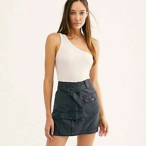 Free People Erika Washed Black Mini Skirt - 12 NEW